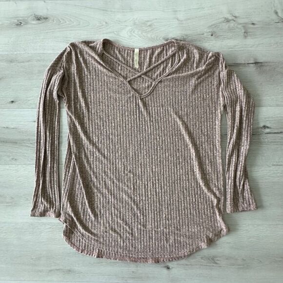 No-Bel Ribbed Long sleeve Tunic Dusty Rose L EUC - Picture 3 of 5